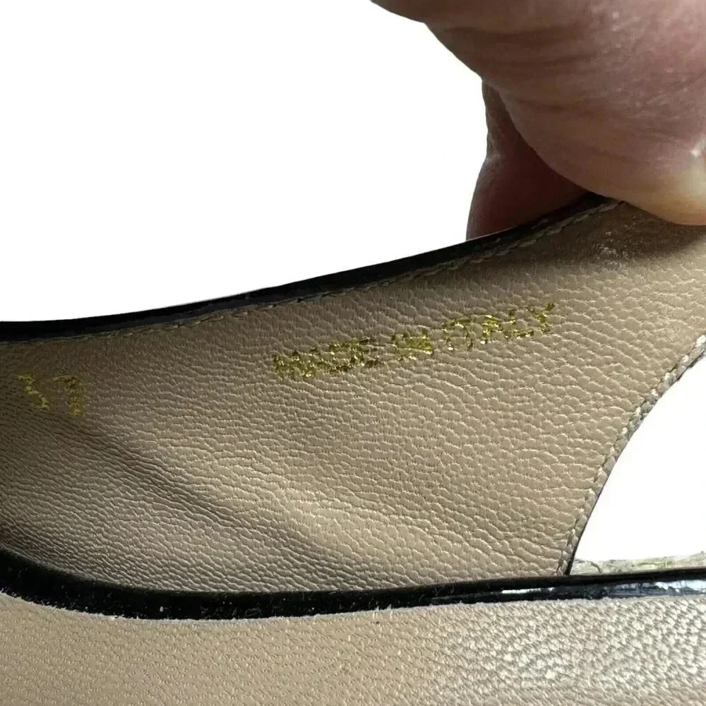 Valentino Garavani size 7 37 Espadrille Wedge Black patent leather sandal w/box